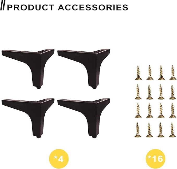 AODIOU Furniture Legs Brown Metal feet: Cabinet Legs 4 Inch Vintage Sofa
