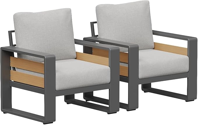 Aoxun Aluminum Outdoor Patio Furniture Set, 2 Seats Metal Sectional Patio