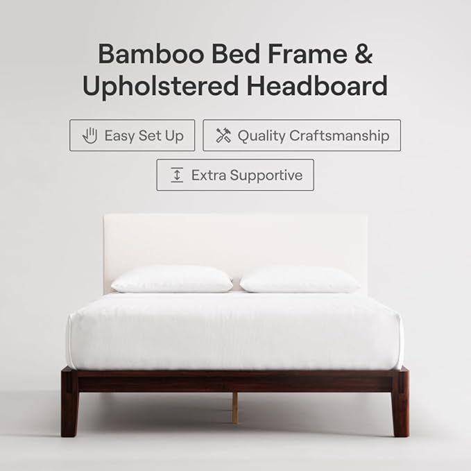 Nectar Bamboo Platform Bed Frame & Upholstered Headboard