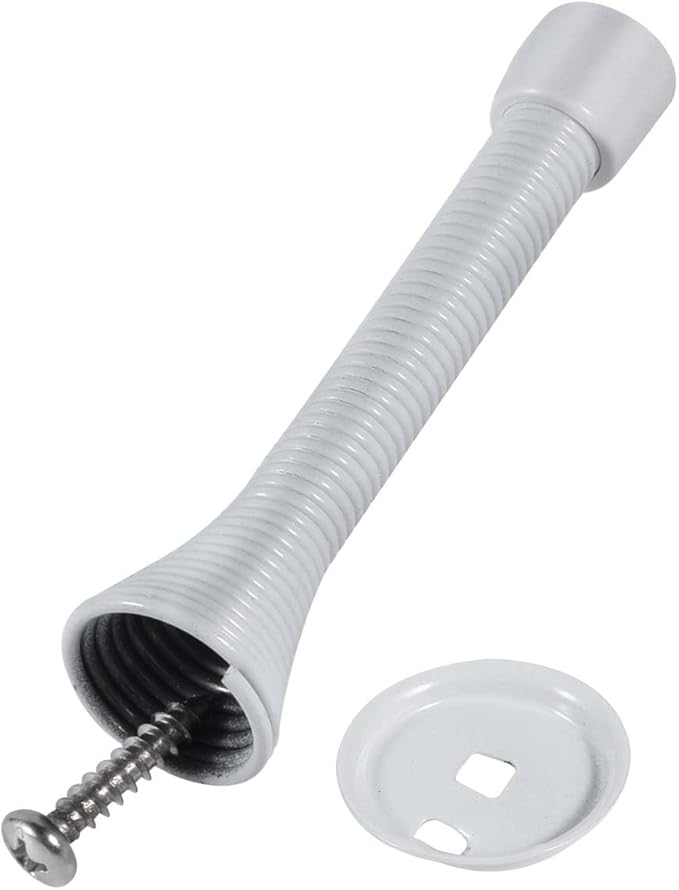 KISEER 24 Pack Spring Door Stops 3 1/4 Inch Flexible Heavy Duty Spring Door Stopper with RustProof Screw Rubber Bumper Tips (White)