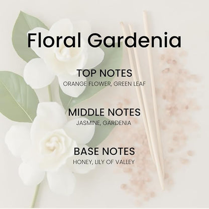 Gardenia Reed Diffuser Set – Premium Natural Fragrance Reed Diffusers for Home, Office, Bathroom, Kitchen, Shelf Décor Long-Lasting Scent with Non-Toxic Essential Oils Diffuser 5.63 oz, 160ml