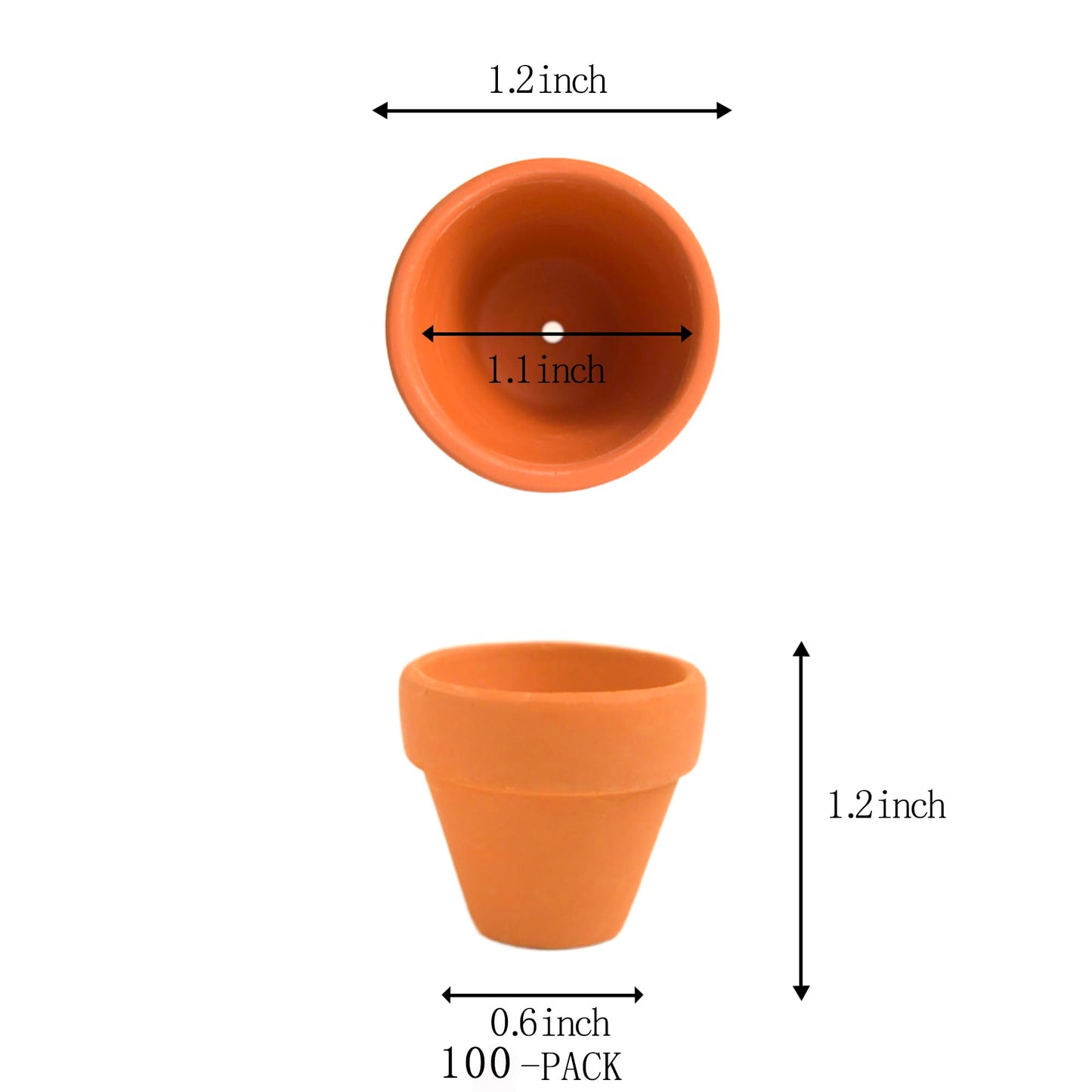 Fcacti Mini Terracotta Pots with Drainage Holes-1.2 inches Succulent Cactus Nursery Planter,Tiny Clay Nursery Pots for Tiny Cactus Herb lithop,Home Garden Table DIY Hand Craft Gift Decoration-100 Pack
