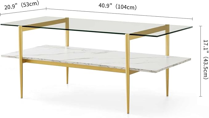 LumFurn Rectangle Coffee Table for Living Room, Mid-Century Modern Design