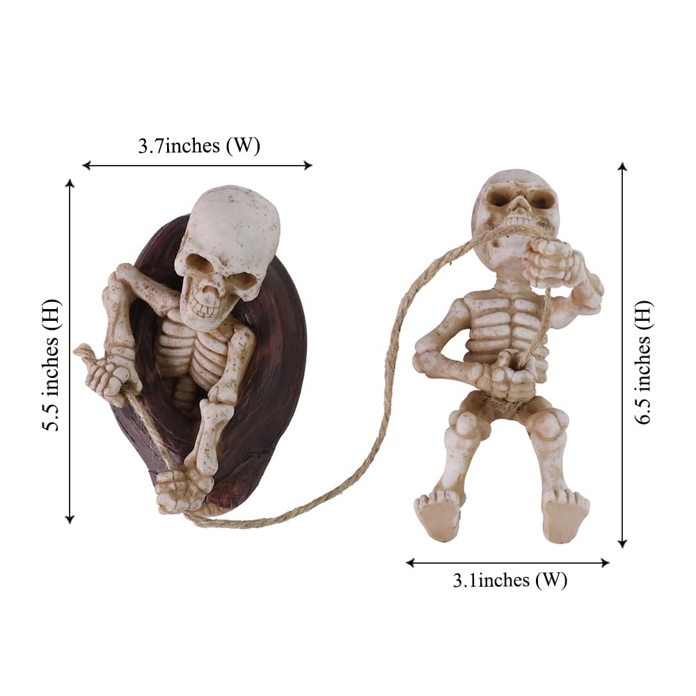 TB TIBAG Skeletons Climbing Tree Sculptures Gothic Garden Decors - Mini Skeletons Tree Huggers Outdoor Halloween Decorations Yard Art Garden Statues
