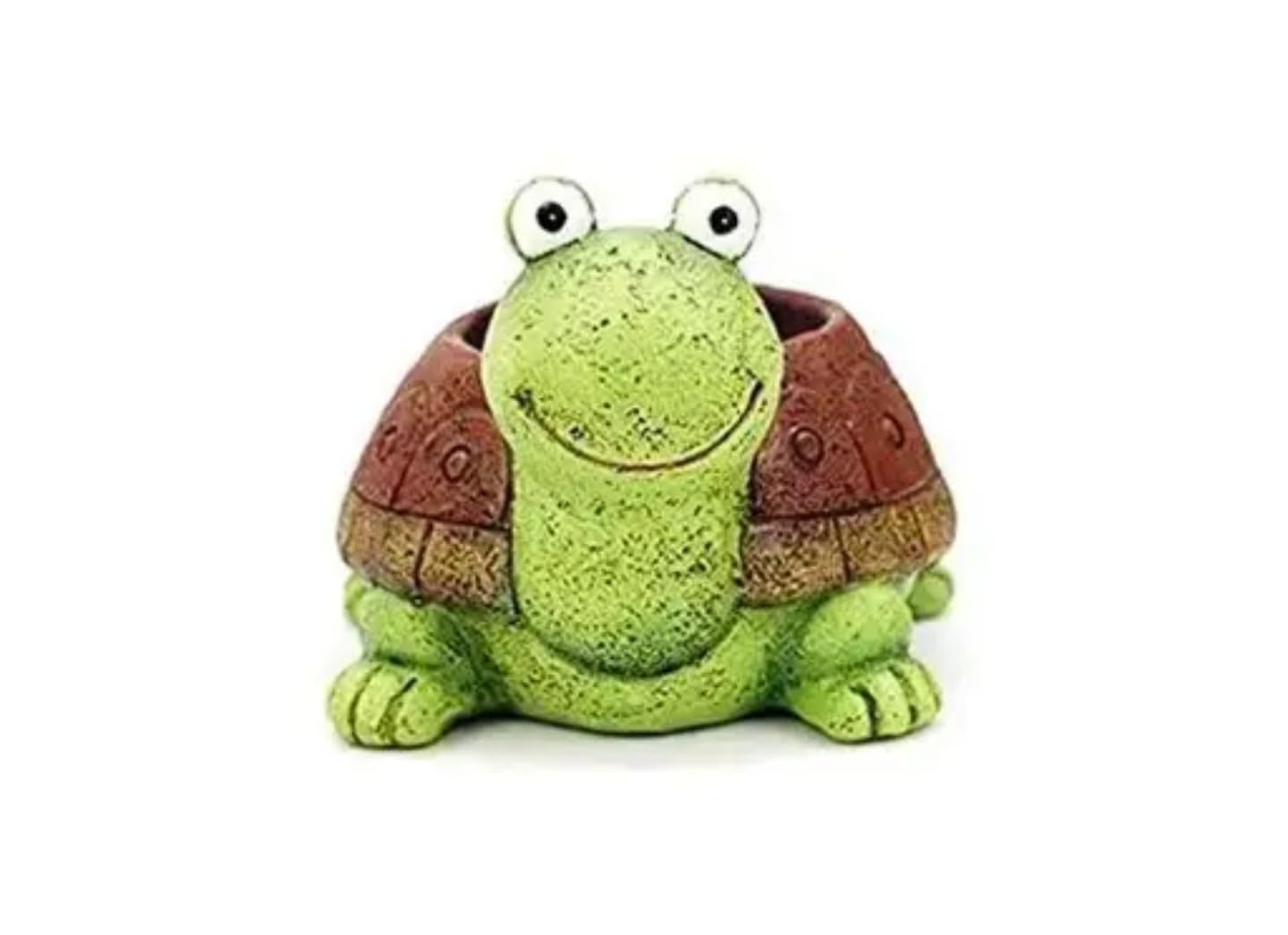 Whimsical Turtle Garden Planter, Green and Brown Resin Succulent Pot, Decorative Animal Shaped Indoor Outdoor Plant Container