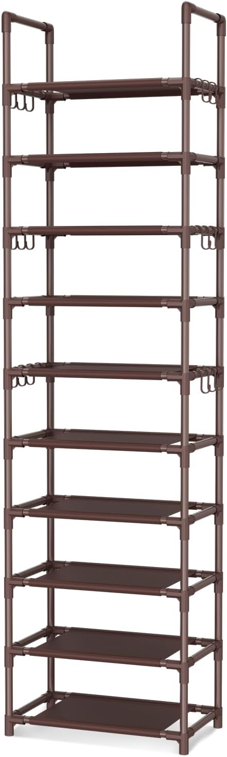 VTRIN 10 Tiers Tall Shoe Rack Holds 20-25 Pairs of Shoes Sturdy Vertical Shoe