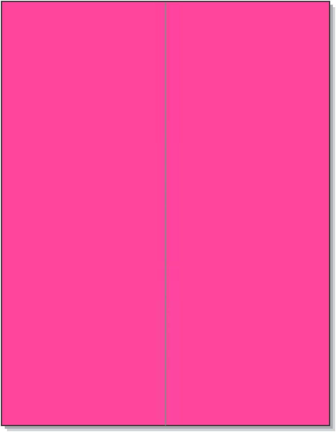 NextDayLabels - 8-1/2 x 11 Neon Color High Light Fluorescent Labels for Laser & Inkjet Printer (Pink Fluorescent, 4-1/4" x 11" - 2 Per Page | 50 Labels)