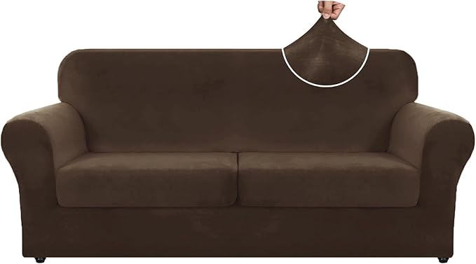 ZNSAYOTX Oversized Velvet 3 Piece Couch Cover