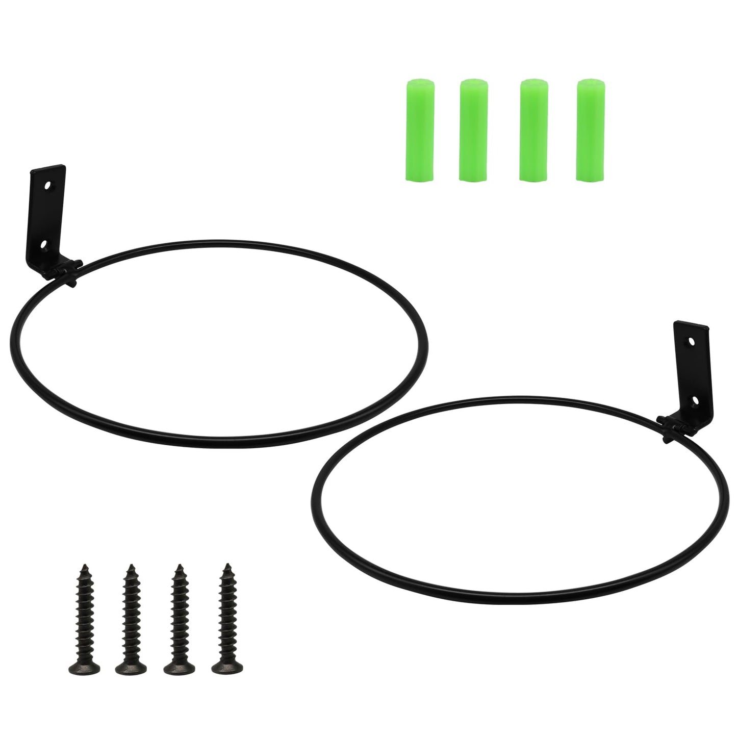 SOVNSG 2 Pack 8 Inch Flower Pot Holder Ring, Black Wall Flower Pot Holder Ring Plant Hanger for Succulents, Herbs, Indoor/Outdoor Wall Mount