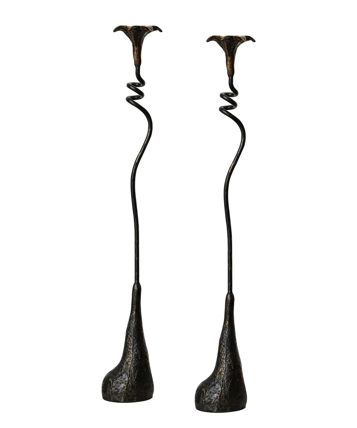 2Pcs Tall Iron Taper Candle Holder Tabletop Black Candlestick for Home Decor Candle Stand with Candle