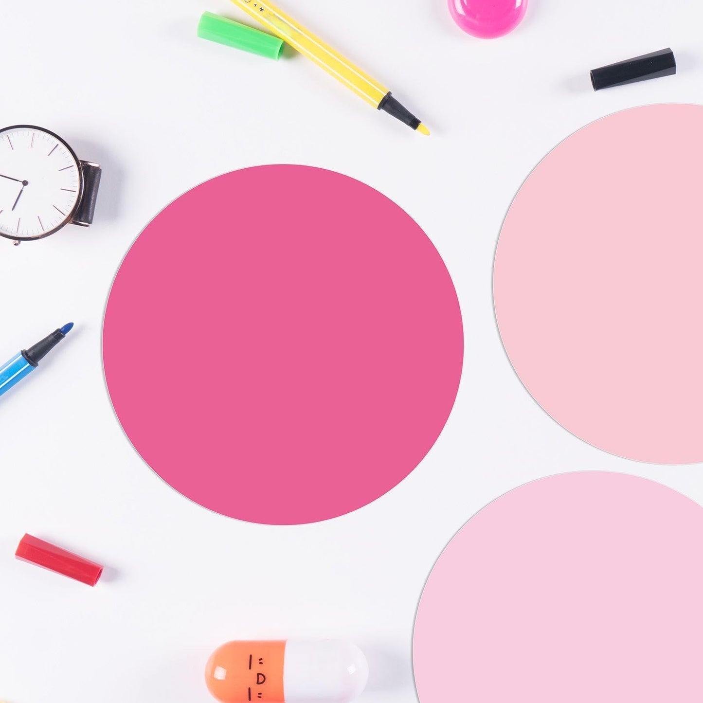Lincia 24 Pack Colorful Dry Erase Dots Circles Spots for Classroom Table 10.5 Inch Removable Vinyl Desktop Stickers Spots Wall Decals for 100th Day of School Teacher Students Home (Pink Colors)