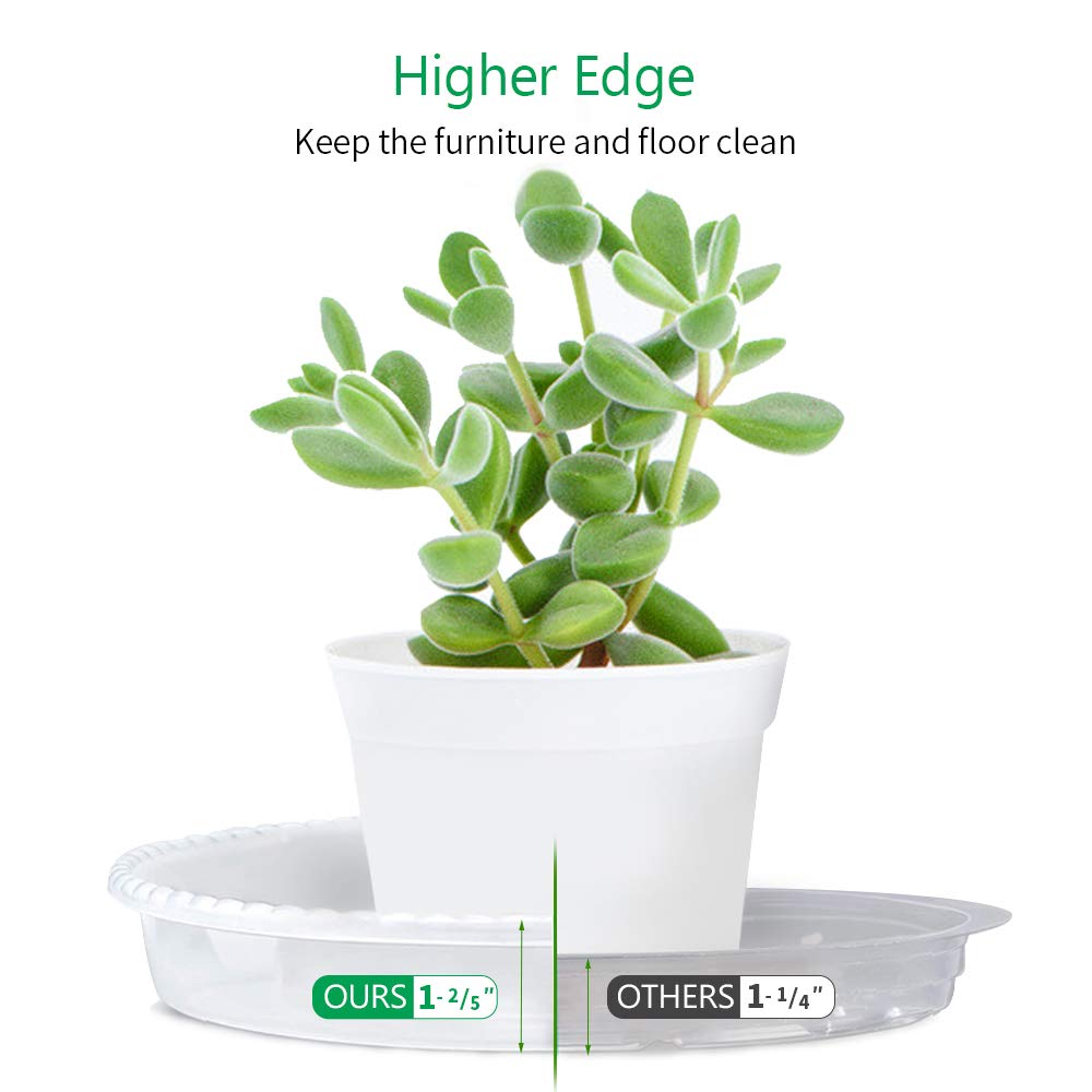 JOYSEUS Plant Saucers - 6 Pack of 13 Inch - Durable Plastic Plant Tray for Flower Pots, Clear Plant Saucer for Indoor Plants Pots & Outdoor Plants (6 Pack)