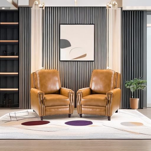 HULALA HOME Genuine Leather Manual Recliner Chairs Set of 2