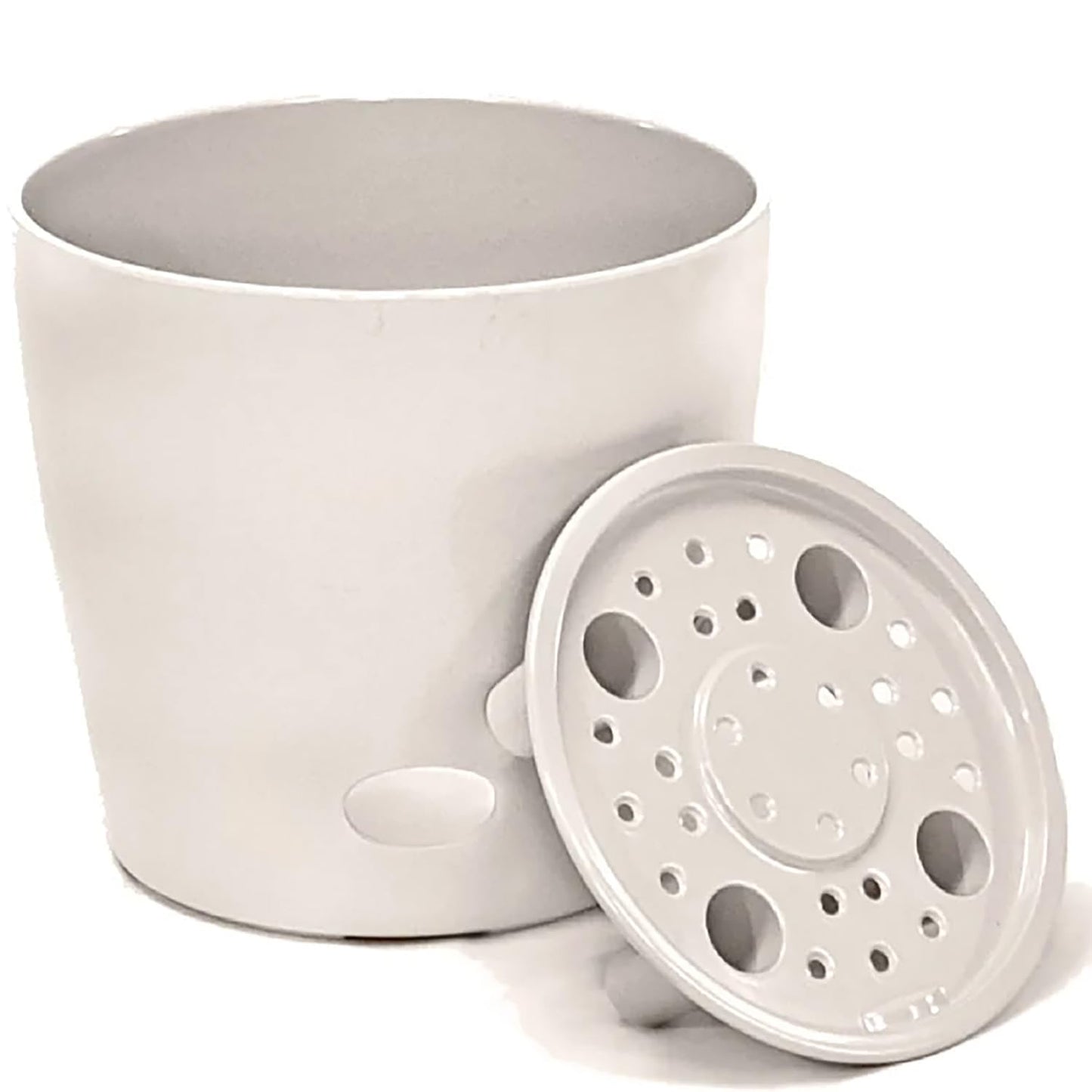7 Inch Self-Watering Bamboo Planter (Cream) - Round - Bamboo Fiber - No Overwatering or Root Rot
