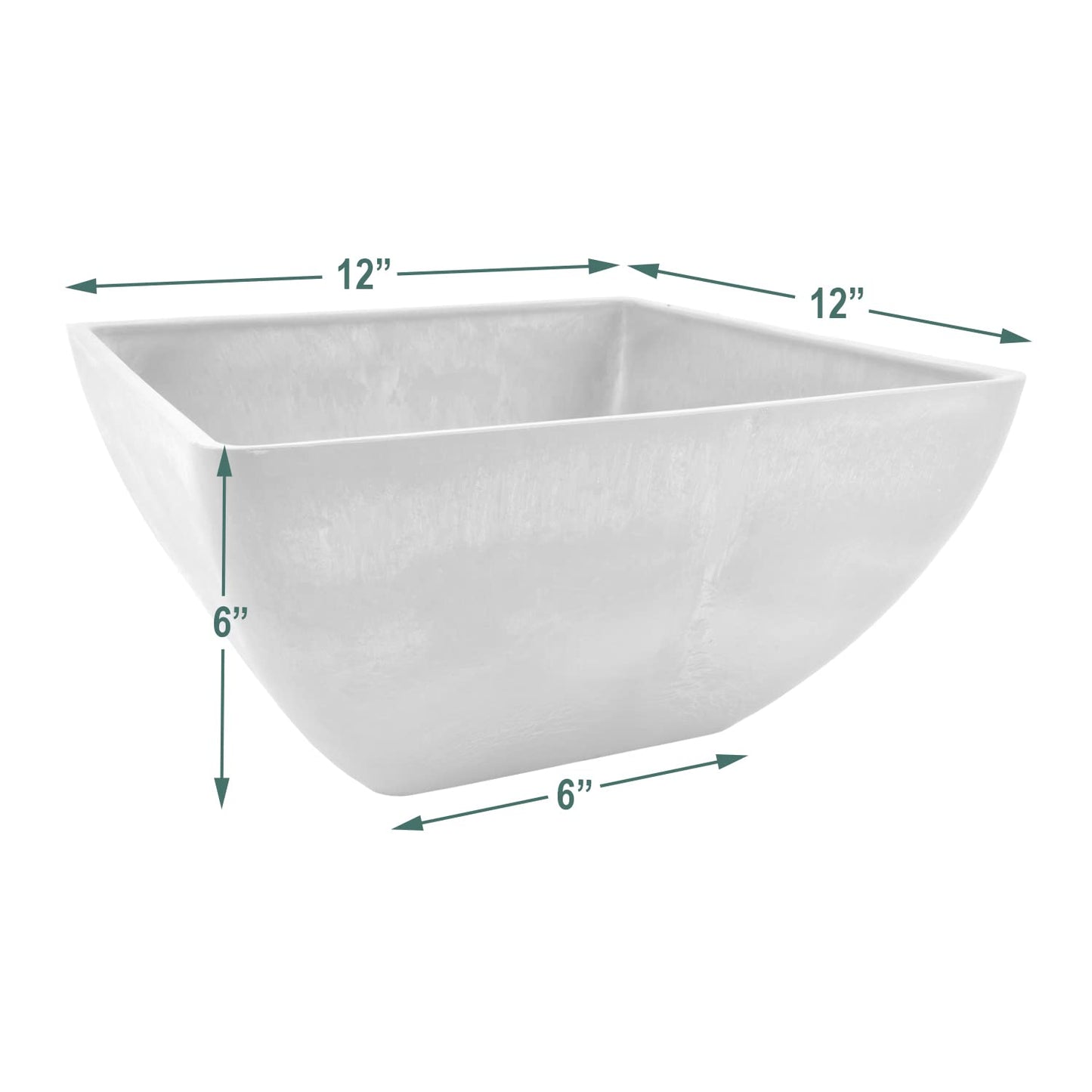 PSW Pot Collection 12x6 inch Plastic/Stone/Wood Composite Square Planter – No Drainage Hole (Drillable), Modern Indoor/Outer Pot for Flowers, Foliage, Succulents, Fairy Gardens, Chocolate