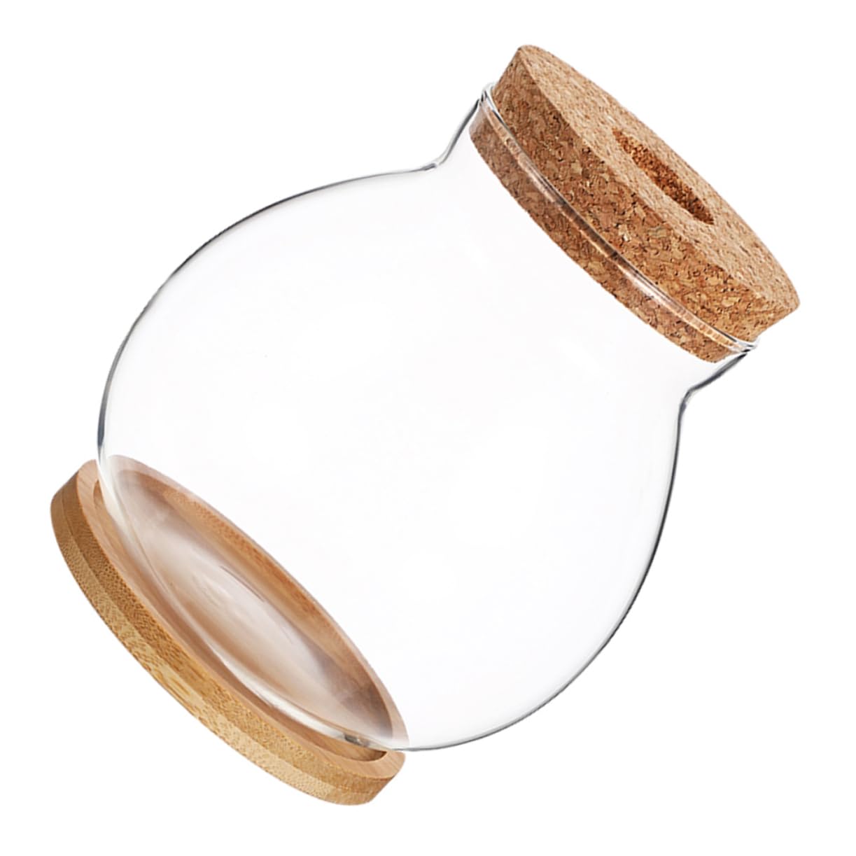 Kisangel Hydroponic Glass Vase Wooden Base for Indoor Plant Propagation Desktop Terrarium for Flower Arrangements and Root Growth Display