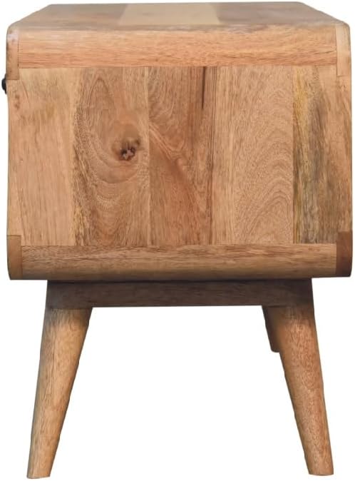 Reverse Curve Oak ish Media Unit
