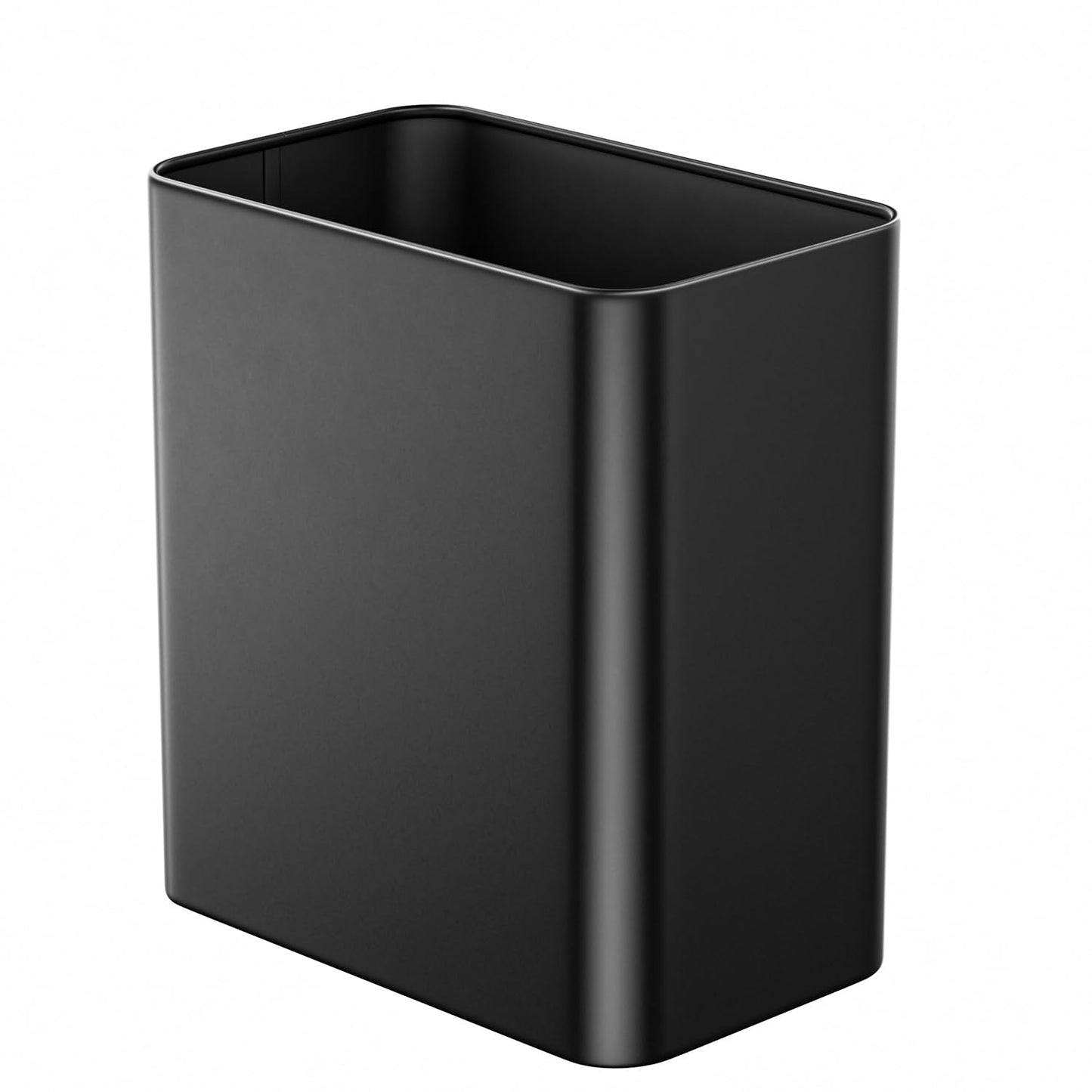 Veelesa Small Bathroom Trash Can 2.4 Gallon Wastebasket, Slim Metal Garbage Can Matte Black Stainless Steel Trash Bin for Bedroom,Office,Kitchen,Toilet, rv, Near Desk, Under Sink