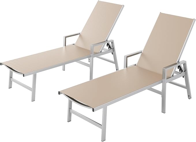 Patio Chaise Lounge Chair Outdoor Set of 2