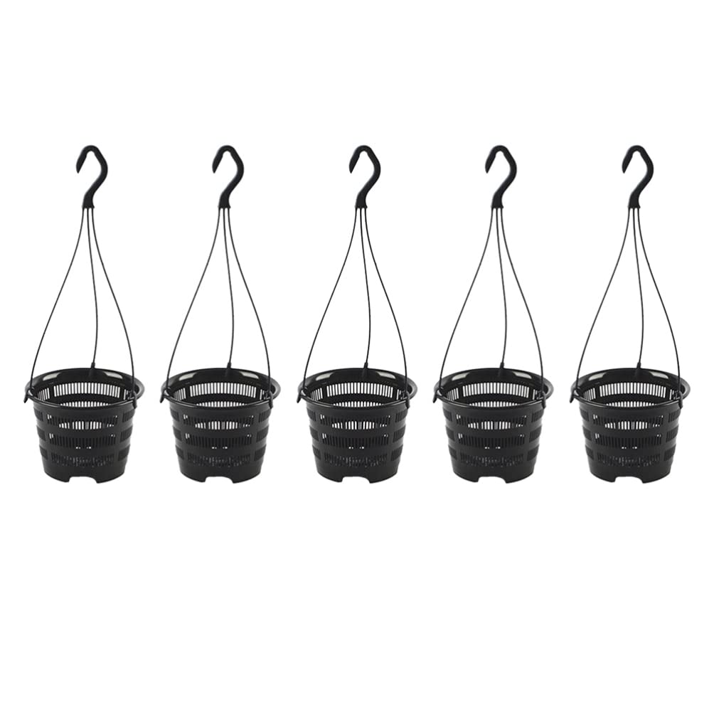 Happyyami 5 Sets Hanging Plant Pot Plastic Orchid Planter with Hook Root Controlling Pot for Indoor Outdoor Balcony Patio Garden Home Decorations