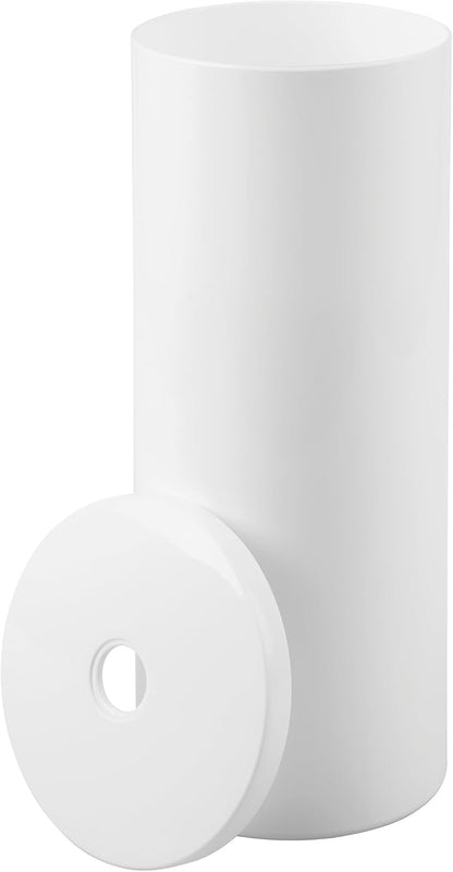 iDesign Freestanding Toilet Paper Canister with Lid, White | For 3 Extra Rolls, Made in USA