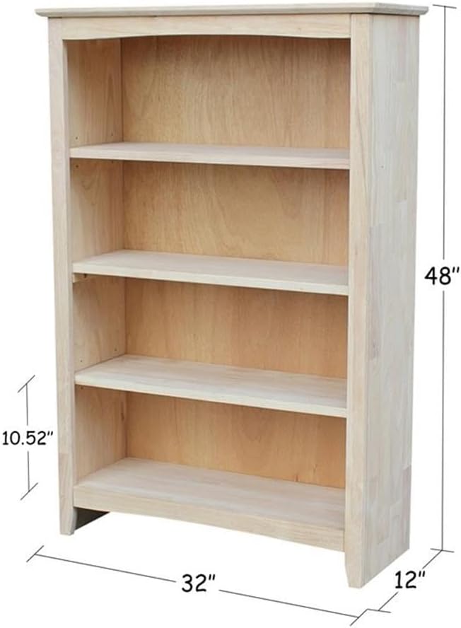 International Concepts Shaker Bookshelf, 48-Inch High, Adjustable Shelves