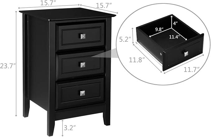 Bonnlo Upgraded 3 Drawers Night Stands
