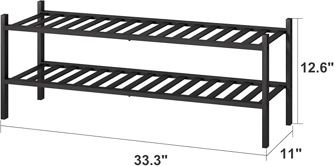 viewcare Black Shoe Rack, 2-Tier Long Shoe Rack