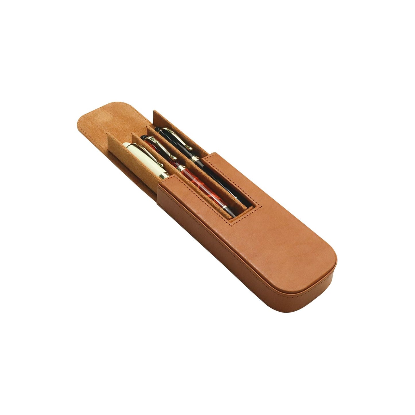 MIVLXLX Leather Triple Pen Case Pencil Pouch Holder for Three Fountain Ballpoint Rollerball Pens and Pencils Gift Choice for Man/Woman/Office (brown)