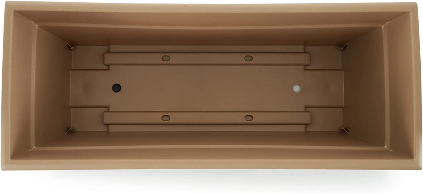 The HC Companies 28 Inch Romana Planter Box with Drainage Plug, Lightweight UV-Resistant Plastic Outdoor Planters, 1-Pack Flower Box for Garden, Patio, Balcony, and Fence, Cappuccino