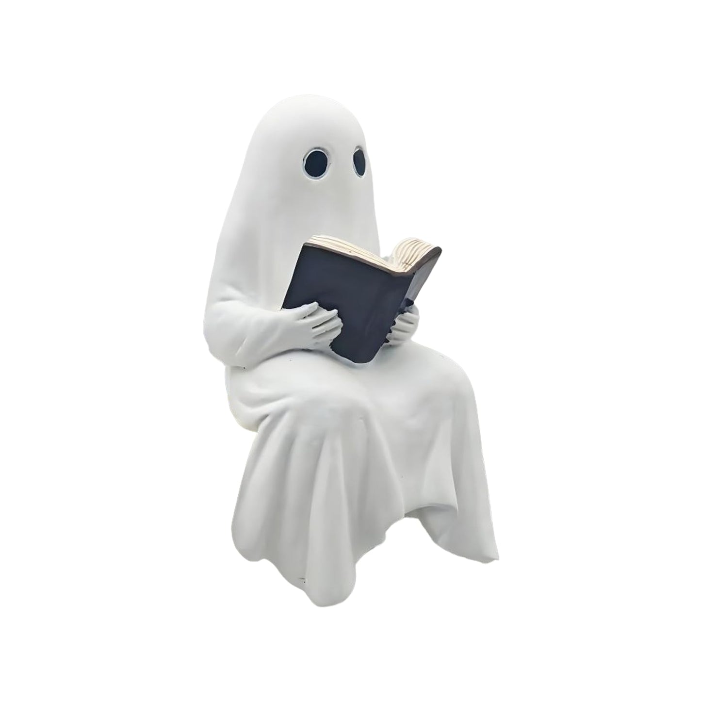 Qaoliffa Reading Ghost Figurine，Ghost Resin Ornament,Halloween Ghost Decorations for Desks, Bookshelves, and Living Rooms