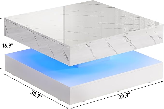 jiteentarou 33.9 Inch Modern LED Coffee Table