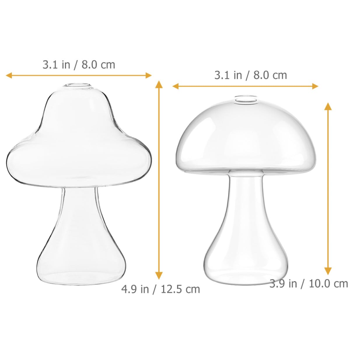 Zerodeko 2pcs Mushroom Shaped Glass Vases for Flowers Small Hydroponic Terrarium Plant Holders Decorative Office and Home Décor Containers