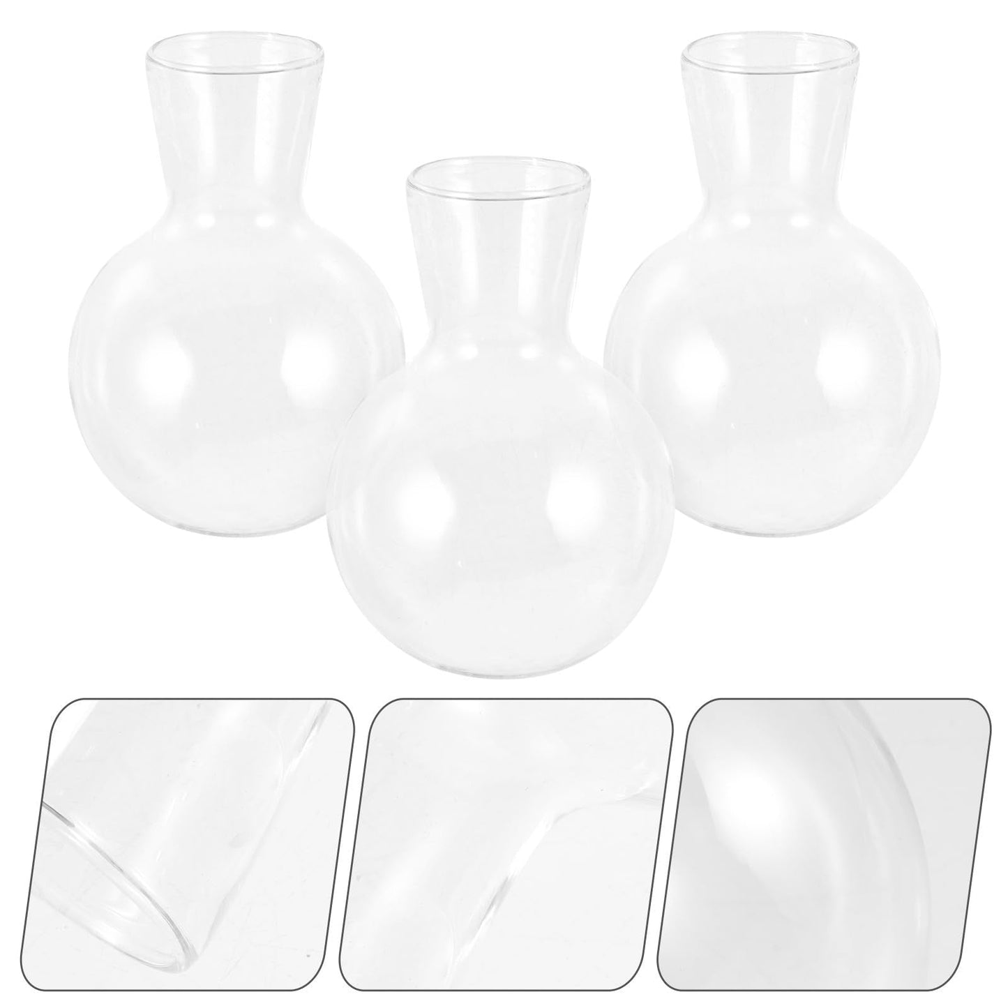 Veemoon Glass Flower Vase with Wooden Stand, High Borosilicate Glass Hydroponic Plant Terrarium for Indoor Home Décor and Tabletop Gardening