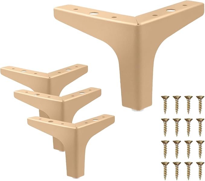 AODIOU Furniture Legs Modern Feet: Gold Metal Furniture Legs 4 Inch DIY