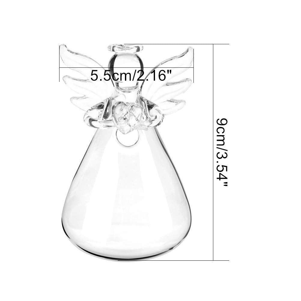 Sziqiqi Clear Glass Guardian Angel Vases Bulk for Hanging Vases for Buds Cuttings Greenery Hydroponic Plant Containers Room Ornaments Bautizo Decorations 3.5inch/12Pcs