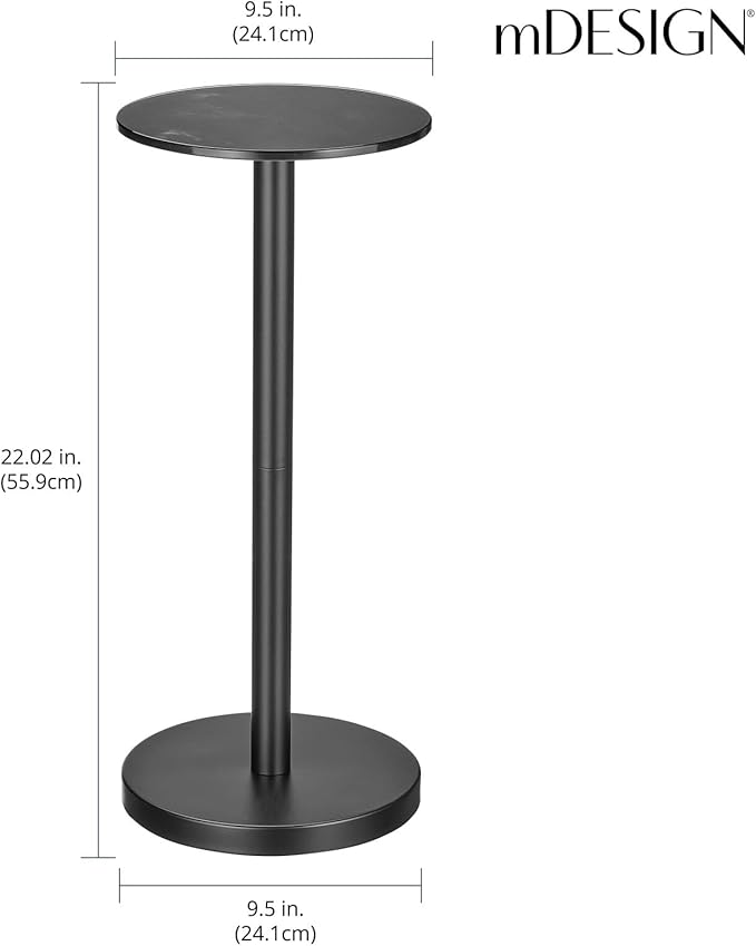 mDesign Glass Top Side/End Drink Table