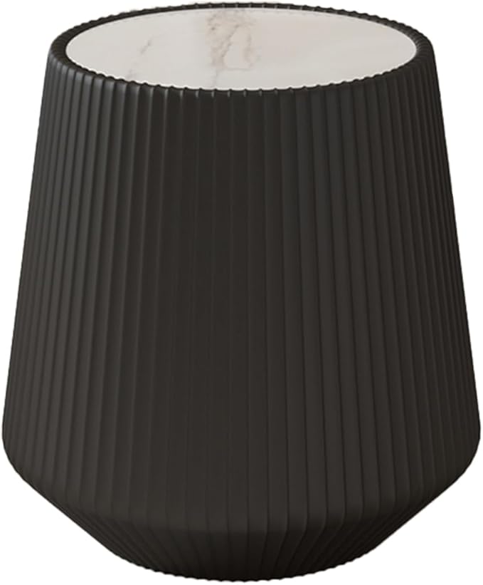 19.68" Round Marble End Table, Modern Cup Shaped Side Table