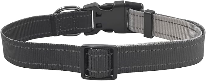 Dog Collar Leash Set, Gradient Color, with Safety Reflective Strips, 5 ft Matching Leash, Neoprene Padded Handle, Adjustable 4 Sizes for Small Medium Large Dogs.(M, Black Grey)