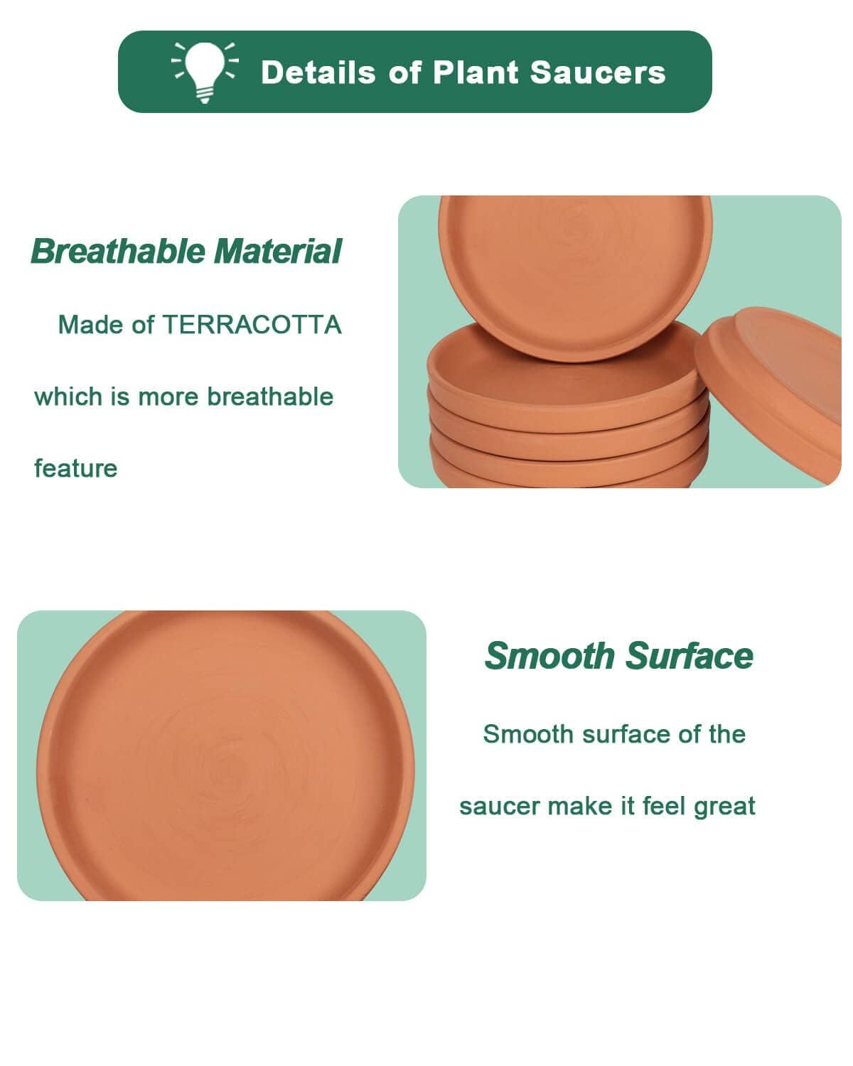 vensovo 6 Inch Terracotta Plant Saucer Pots Tray - 6 Pcs Round Planter Saucers for Indoor & Outdoor Plants, Small Clay Trays Perfect for 5 Inch 5.5 Inch 6 Inch Flower Pot