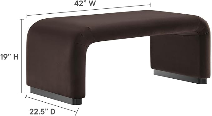 Modway EEI-6735-BLK-CHB Koda Performance Velvet Waterfall Ottoman