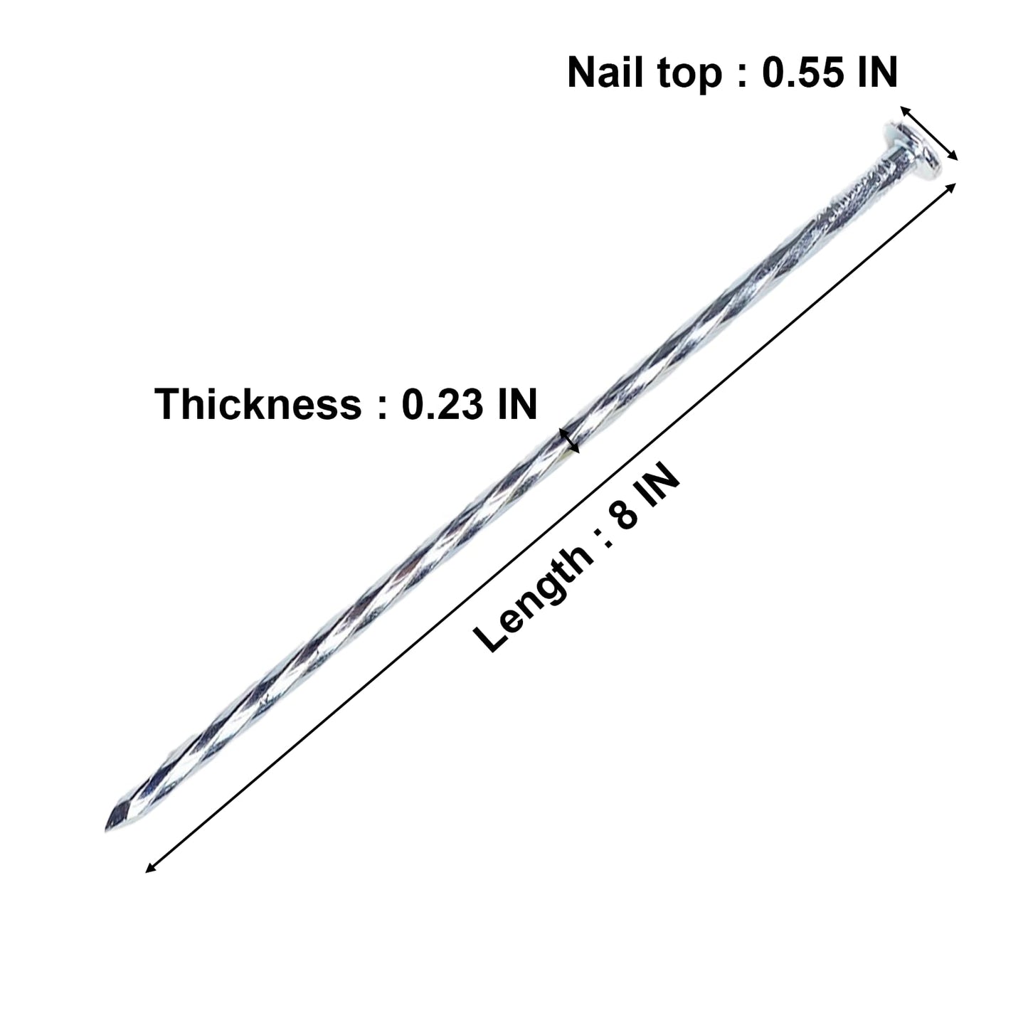 Artificial Turf Stakes Galvanized Spiral Landscape Spikes 8IN Weed Barrier Fabric Stakes for Paver Edging, Gardening Lawn Edging, Carpentry and More (55 PC)