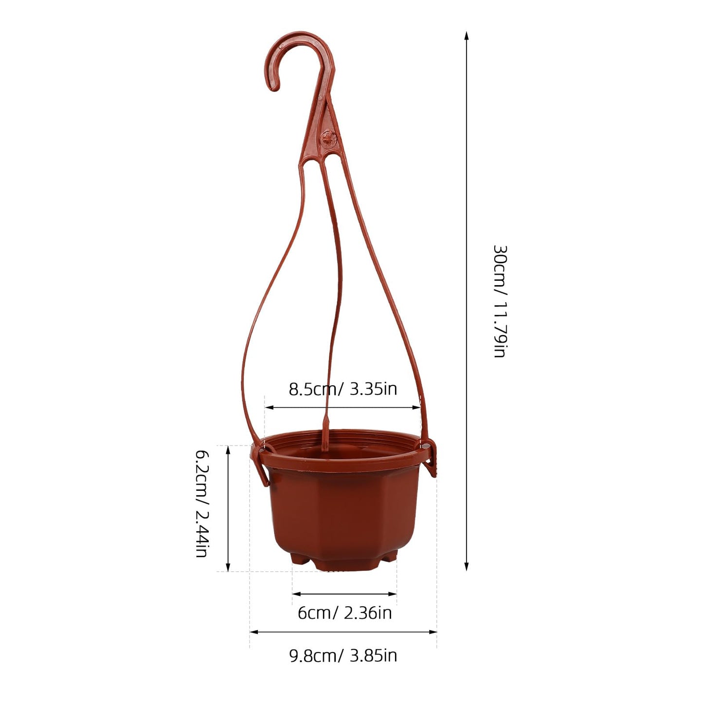Mipcase 10 Pcs Hanging Planters for Indoor Plants: Plastic Plant Pots with Drainage & Hooks for Flowers Herbs Succulents- Hanging Baskets for Home Garden Decor, 11.79X3.85X2.36in (Dark Red)