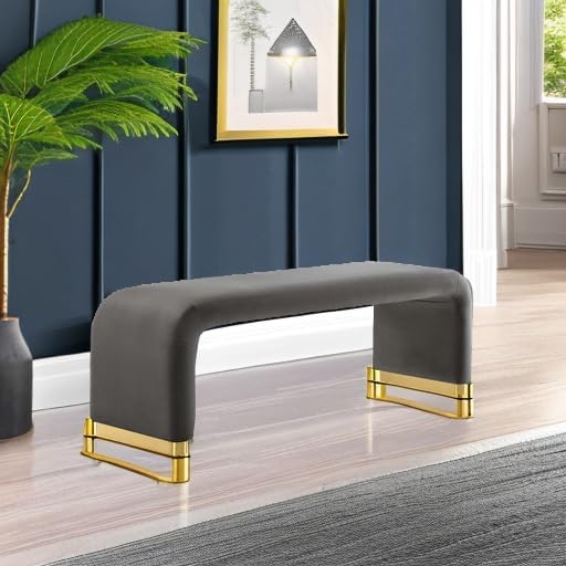 Modway EEI-6734-BRA-STG Koda Performance Velvet Waterfall Long Bench, Brass