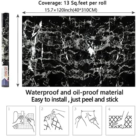Arthome Black Marble Contact Paper, Peel and Stick Black Paper, Self Adhesive