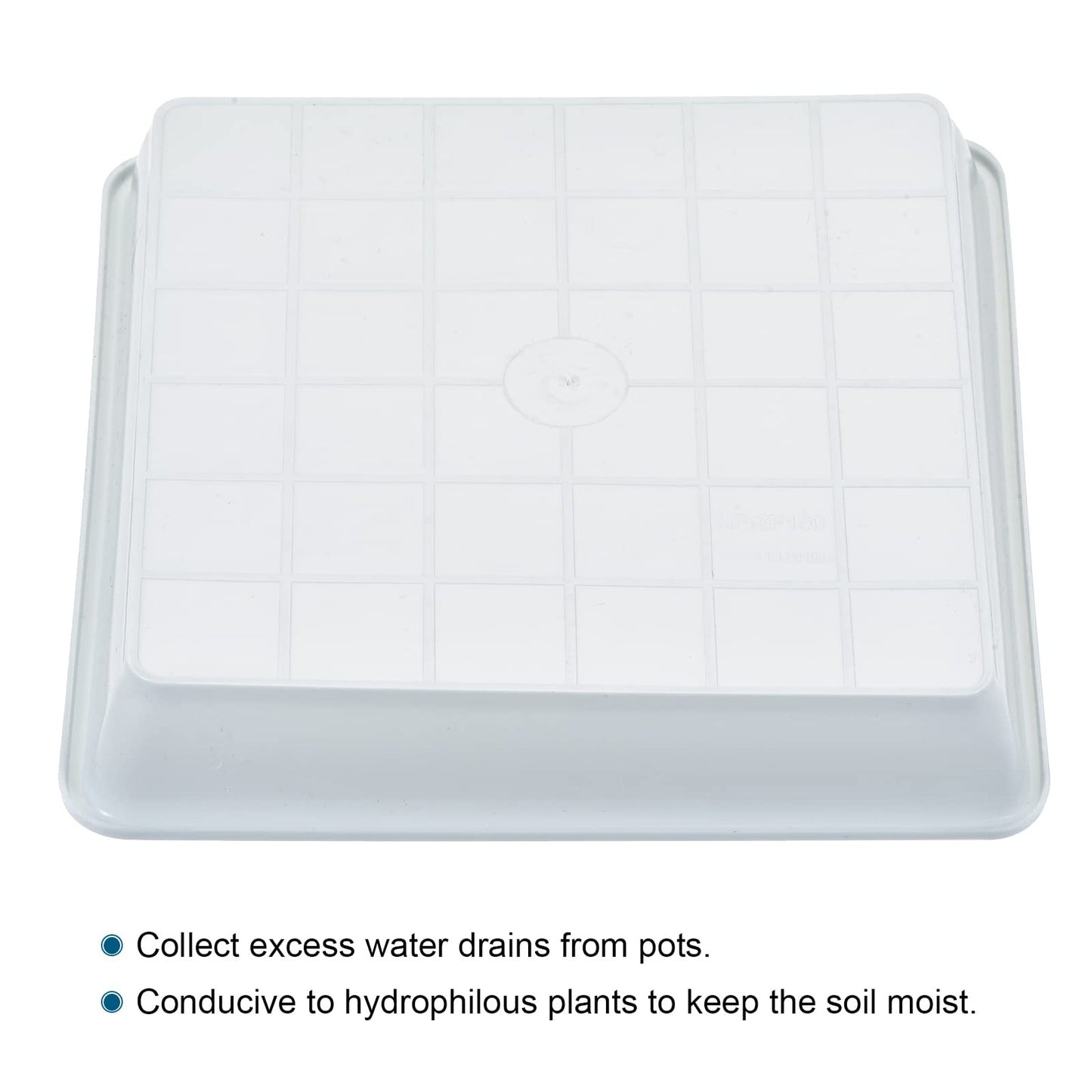 MECCANIXITY Plant Pot Saucer 6 Inch Plastic Square Flower Drip Tray for Indoor Outdoor, White Pack of 4
