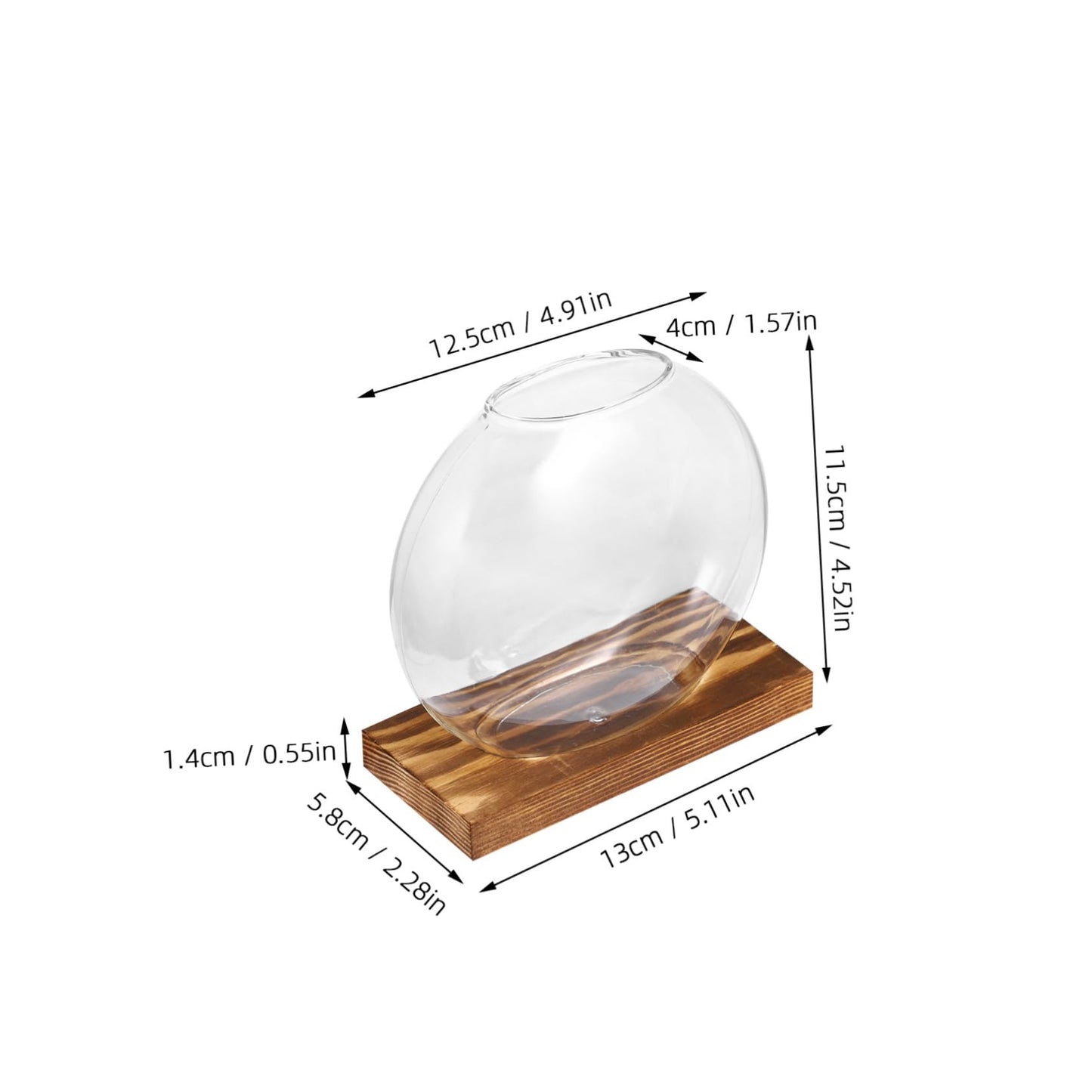 HANABASS 2sets Hydroponic Glass Planter Decorative with Eucalyptus Base for Home Office for Plant Propagation Display Clear Design for Elegant Decor
