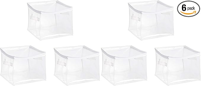 Amazon Basics Clear Zippered Storage Bags for Closet Organization, Stackable Clothing and Linen Storage Containers, 6-Pack