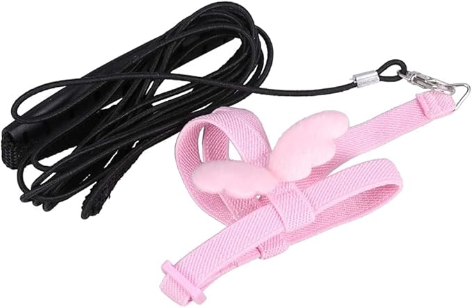 Birds Adjustable Harness and Leash, Parrot Outdoor Flying Training Traction Rope Straps with Cute Wing for Small Animal, Parrots, Pigeons, Bird Flight Vest, Pet Training Leash(Pink,L)