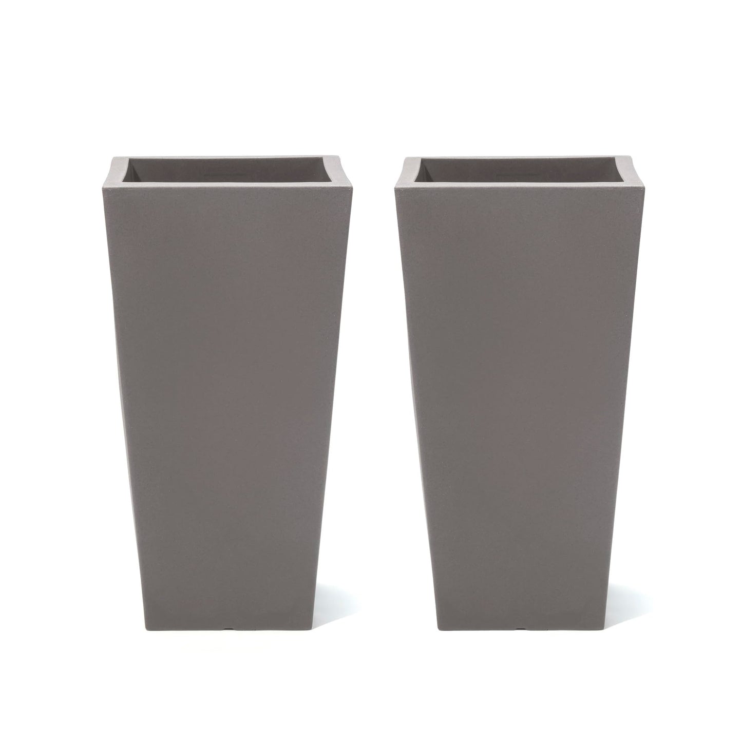 Step2 Tremont Tall Square Tapered Planter, 28" 2-Pack, Indoor/Outdoor Plants, Efficient Drainage, Durable Resin, Dark Cedar